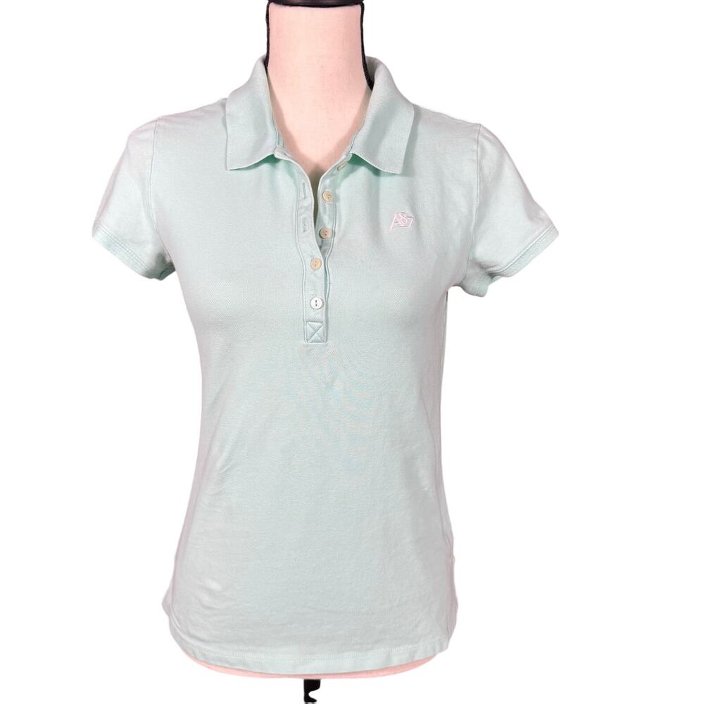 Aeropostale A87 Pique Polo Slim Fit Short Sleeve Light Green Shirt Women's Large